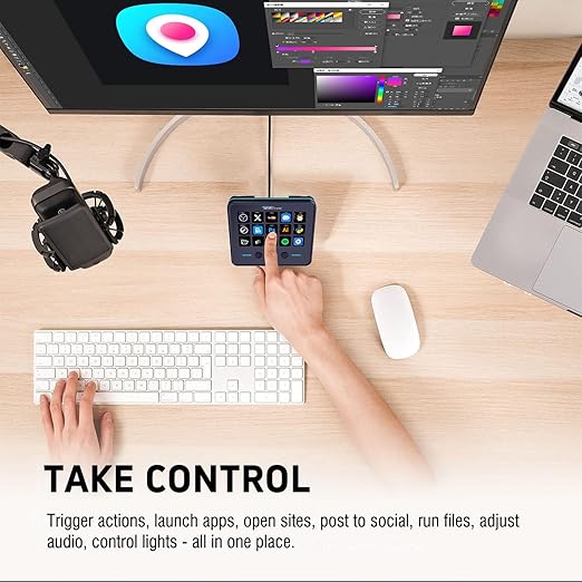 VSDINSIDE Macro Keypad Stream Controller Deck Gaming Streaming Shortcut Keyboard 18 Programmable Keys Customizable Visual AI Pad USB Soundboard for OBS YouTube Desk Office Setup Laptop PC Mac