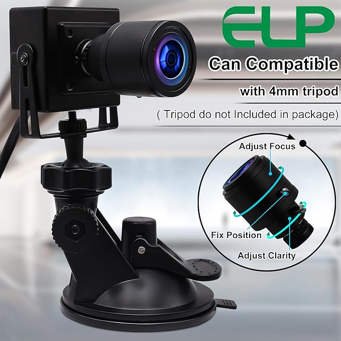 ELP Sony IMX323 Sensor Low Light Mini USB Camera with Microphone Manual Zoom 2.8-12mm Lens H.264 0.01LUX UVC USB2.0 Video Webcam Home Surveillance PC Camera for Laptop Computer Raspberry Pi