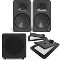 Kanto ORA4MB Pro Audio Bluetooth Desktop Speakers with a SUB8VMB Sealed Powered 8 Subwoofer S6 Angled Desktop Speaker Stands for Large Speakers (2024)