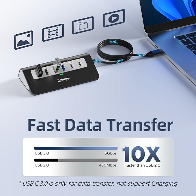 P9 USB-C Docking Station intpw 9-in-1 USB C Hub with 4K HDMI 3 Type A/C 3.0 5Gbps PD 100W 2 Type-A 2.0 SD/TF Ports Compatible with MacBook iPad iPhone 17 Series