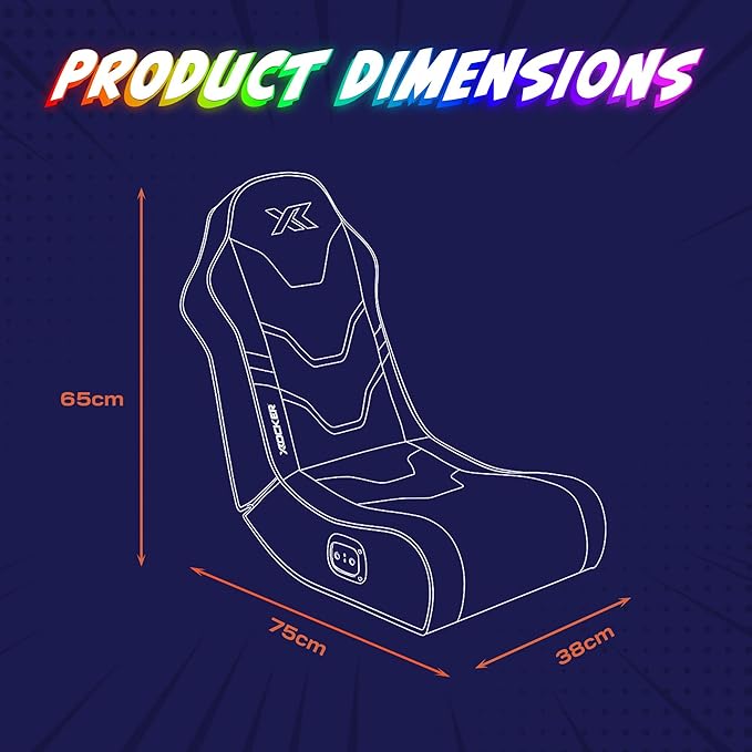 X Rocker Shadow RGB 2.0 Floor Rocker Audio Console Gaming Chair - Neo Motion™ Sync App Controlled LED Lights Headrest Speakers Folding Rocking Base Wipe-Clean Faux Leather for Kids &amp Teens - B