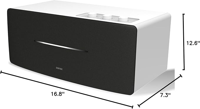 Edifier D12 Integrated Desktop Computer Speakers with Bluetooth 5.0 Wireless Stereo Tabletop Speaker 70 Watts RMS with Subwoofer Line Out RCA Aux Input for PC Monitor Laptop (White)