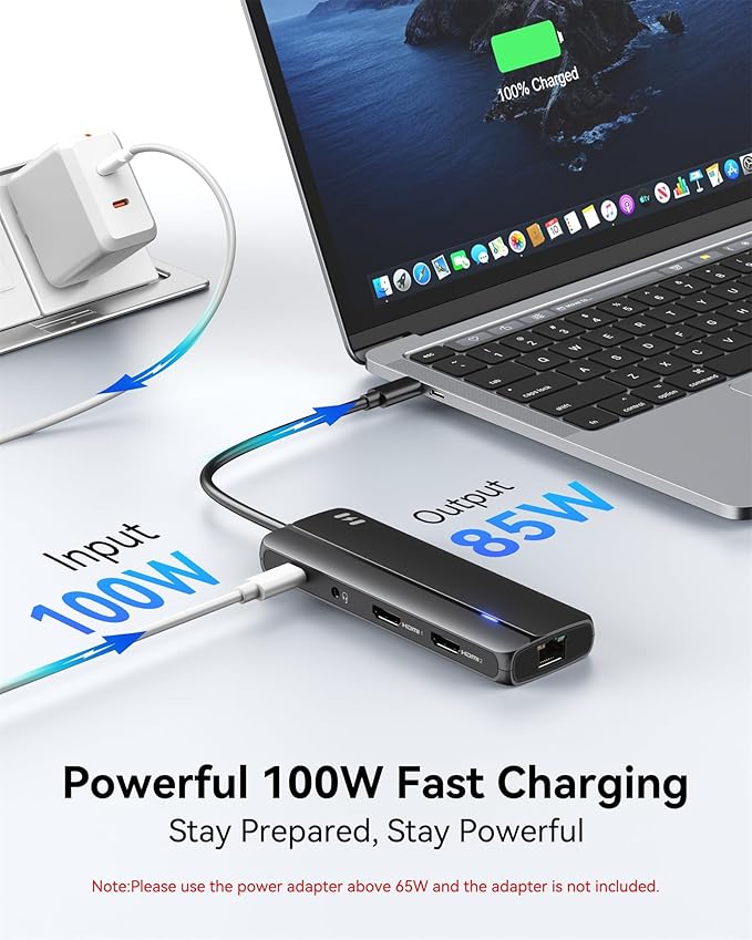 Selore Docking Station for MacBook Pro/Air 10-in-1 Dual HDMI Adapter for Mac USB C Hub for MacBook Docking Station Dual Monitor with 2 HDMI Ethernet PDUSB-C 2 USB-A SD/TF for M1/M2
