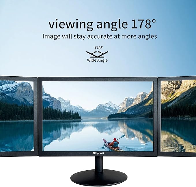 15.6 Inch Small PC Monitor FHD VA 1080P Desktop Display with 1920x1080 99% sRGB HDMI VGA Ports 2 Hole Mounting LED Monitor for PC Laptop and Computer Black