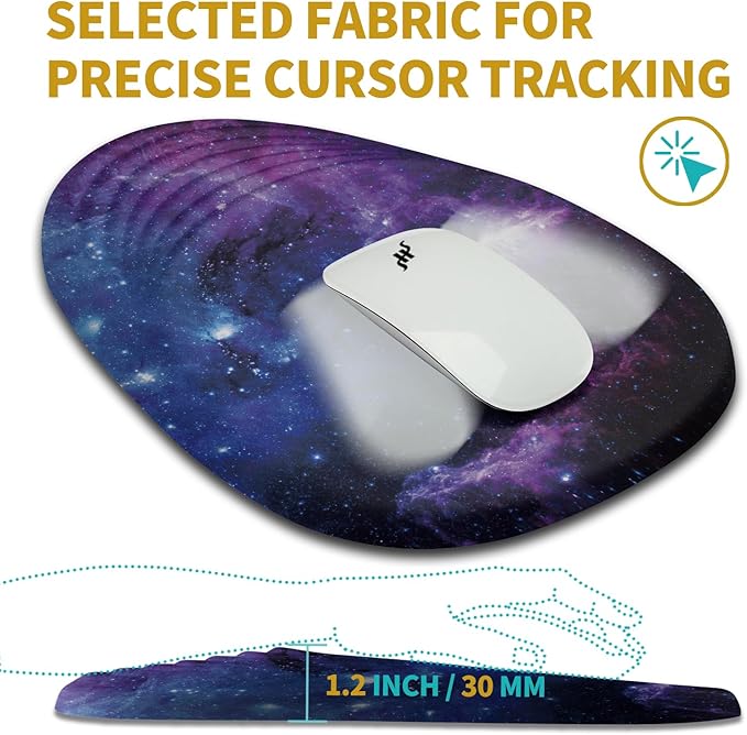 Hokafenle Ergonomic Mouse Pad Wrist Support with Stepped-Wedge Design Wrist Rest Pain Relief Mousepad Filled with Memory Foam Carpal Tunnel Mousepad for Wireless Mouse(12x8 inch Galaxy)