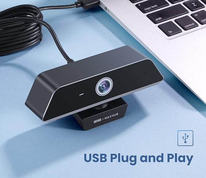Enther &amp MAXHUB Webcam 4k Webcam with Microphone for Computer with Noise-Canceling Mic Fast Auto Focus and Full HD Auto Light Correction Works with Microsoft Teams Zoom Skype Stream