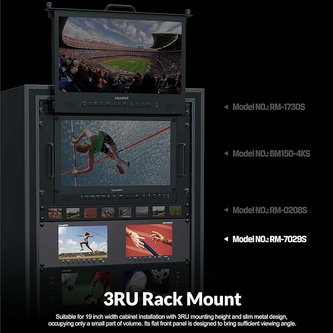 LILLIPUT RM-7029S Dual 7 inch 3RU Rackmount Monitor with 3G-SDI HDMI 2.0 Input Out Put 1920x1200 Full HD Resolution