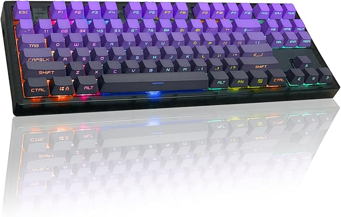 MK870 Wireless Mechanical Gaming Keyboard80% Purple Custom Creamy Sound Keyboard with Shine Through PBT KeycapsPre-lubed Linear SwitchesHot-SwappableRGB Backlit2.4GHz/USB-C/BT5.0