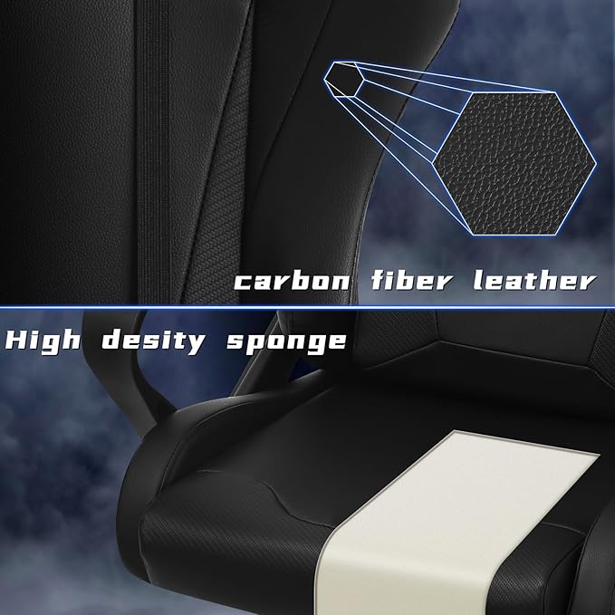 Black Gaming Chair | Ergonomic High Back Desk Chair Racing Style with Lumbar Support Headrest &amp Arms - Heavy Duty Swivel Computer Chair for Office