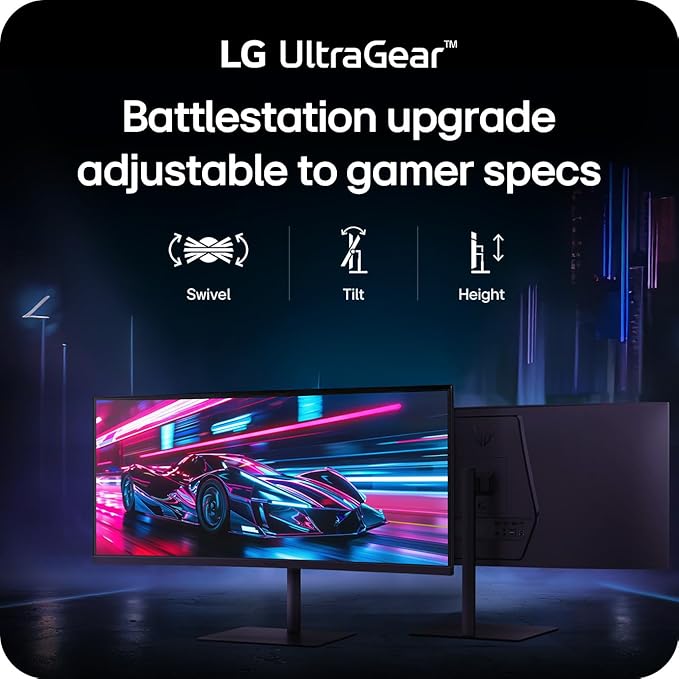 LG 34G630A-B 34-Inch Ultragear WQHD (3440 x 1440) Curved Gaming Monitor 240Hz 1ms FreeSync Premium DisplayHDR 400 Built-in Speaker HDMI DisplayPort USB Type-C Tilt/Height/Swivel Stand Black