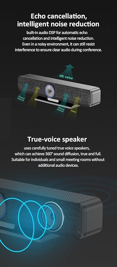 youyeetoo 4K Webcam ePTZ Video Conference Camera with Mircophone 116 Degree FOV 8mp AI Face Tracking Auto Zoom USB Plug-and-Play for Remote Conference/Online Education