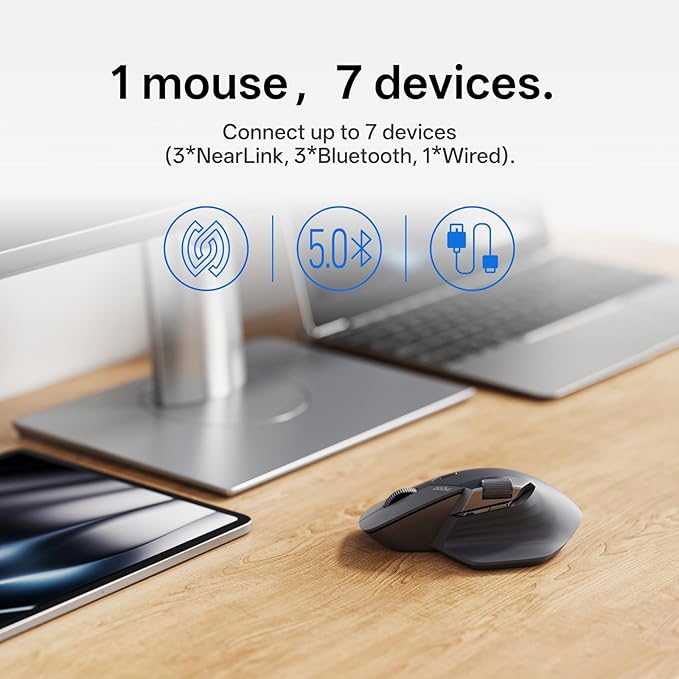 Rapoo MT760 PRO Wireless Mouse NearLink + Bluetooth 5.0 Multi-Device 12K DPI 2K Polling Ergo for Work &amp Gaming 11 Programmable Buttons On-Board Memory Quiet Clicks USB-C 120 Days Battery