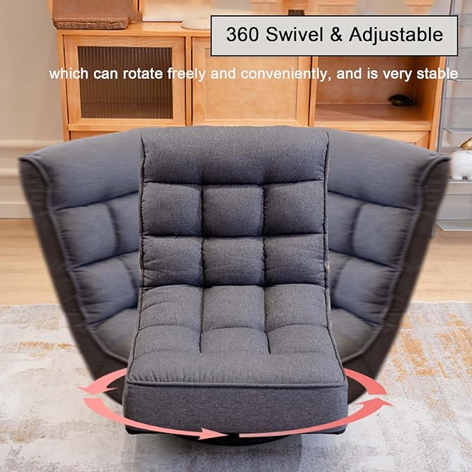 360 Degree Swivel Gaming Chair for Adults Folding Floor Sofa ChairMulti Position Adjustable Comfortable Lazy ChairSuitable for Watching TV Reading Playing Video Games (Blue)