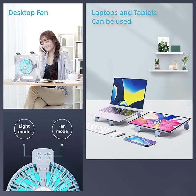 Laptop Cooling Stand - 24.2x24.8x6.5cm Ventilated Laptop Cooler | Computer Cooler Fan | Ergonomic Stand Support Fan | for Notebook Computer Monitor Display Office Home Work Game Quite Ultra Slim