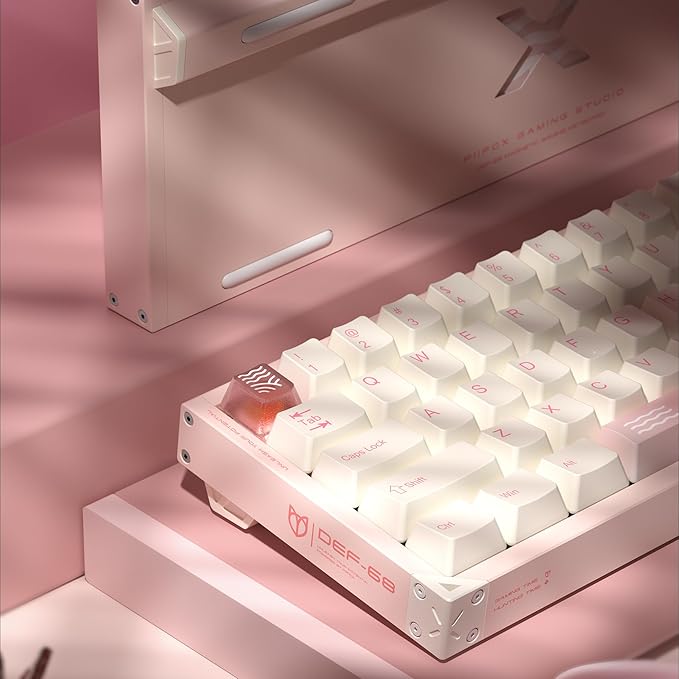 Defender 68 PC Gaming Keyboard Wired 0.01mm Precision Magnetic Switch Hot Swappable PBT Keycaps RGB 128K Polling Rate IP57 Full Aluminum CNC Housing Compatible with PC/Mac(Pink)