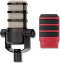 Rode PodMic Cardioid Dynamic Broadcast Microphone with WS14 PodMic Pop Filter - Red