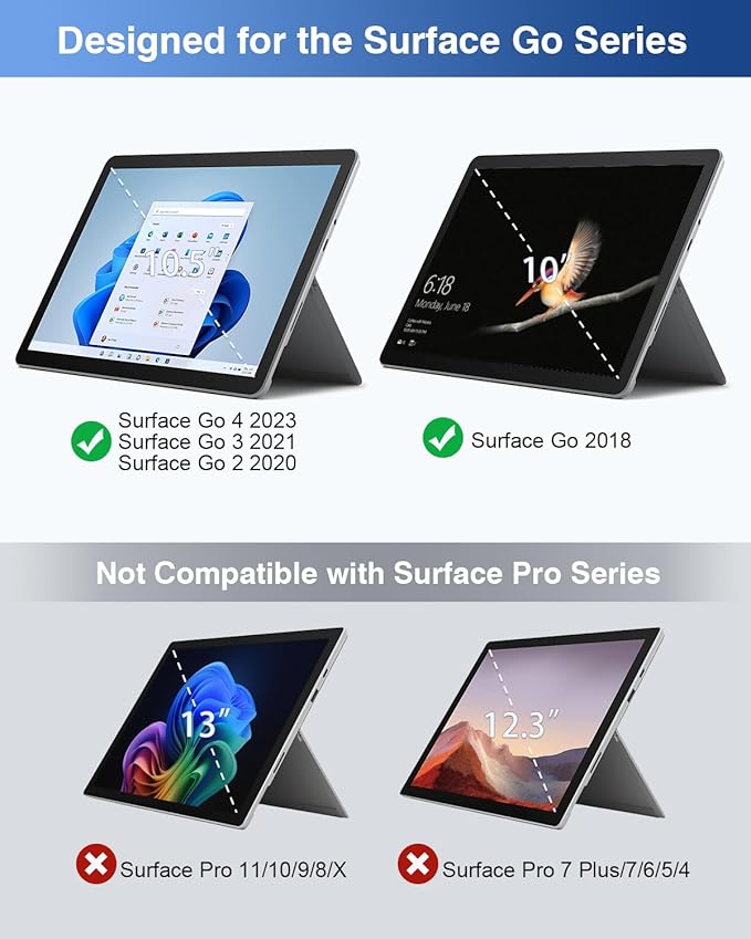 MoKo Microsoft Surface Go Type Cover Lightweight Ultra-Slim Wireless Bluetooth Keyboard with Micro-USB Charging Cable and Built-in Rechargeable Battery for Surface Go 10 2018 Tablet - Black