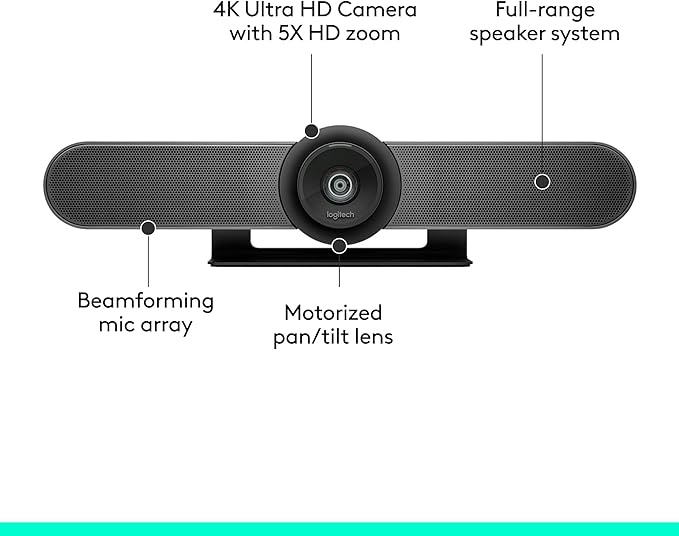 Logitech MeetUp Video Conferencing System Ultra HD 4K/1080p/720p 3 Microphones/Adjustable Speakers Wide Field of View 120° PC/Mac/Laptop/MacBook/Tablet - Black