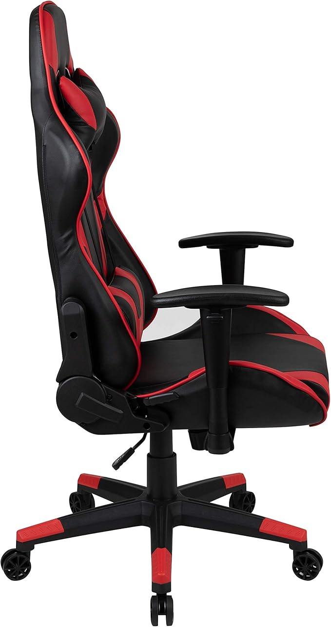 Flash Furniture X20 Fully Reclining LeatherSoft Racing Style Gaming Chair with and Lumbar Pillows Ergonomic Padded Swivel Computer Chair Red/Black