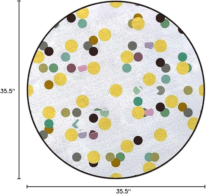 Abstract Area Rug Rug for Living Room Soft Durable Rugs Carpet for BedroomRound Rug Colorful Trippy Geometric CirclesCharcoal Grey Gold Diameter 35.5 in