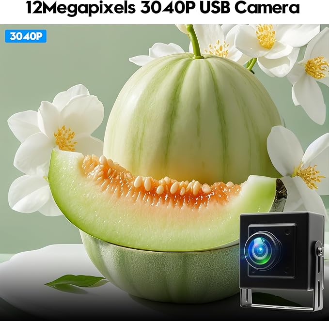 120fps USB Camera 12Megapixel High Speed Starlight Lightburn Low Illumination Slow Motion 4K Webcam with 185Degree Fisheye Wide Angle Lens Plug and Play for Inspection Microscope 3D Printer