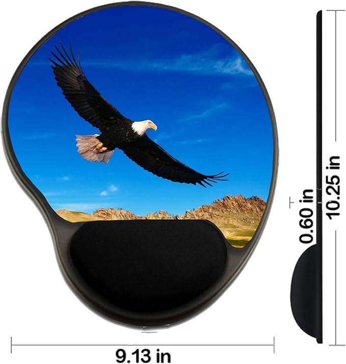 MSD Mousepad Wrist Rest Protected Mouse Pads/Mat with Wrist Support Design for Bird Eagle Nature Raptor Freedom Wild Wildlife Flight Predator Feather Bald