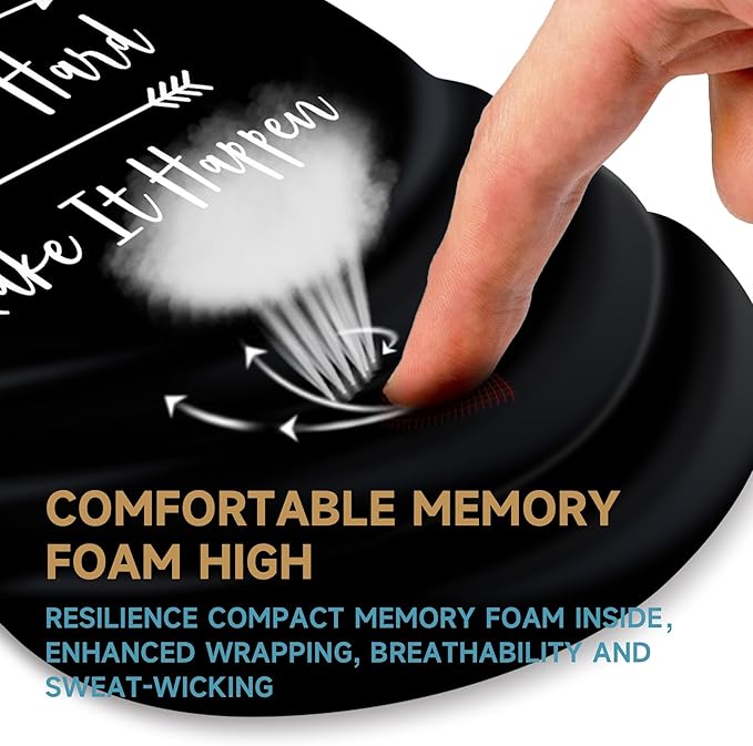 Ergonomic Mouse Pad with Wrist Rest SupportNon-Slip PU BaseMassage for Carpal Tunnel Pain ReliefMemory Foam Mousepad for HomeOfficeWork（Inspirational Quote）