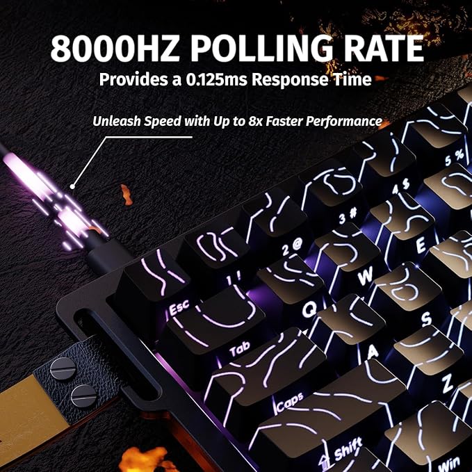 ATTACK SHARK X68 HE 8KHZ Rapid Trigger Keyboard Magnetic Switch0.01 mm RT AccuracyWired RGB 60% Gaming Keyboard TKL with Adjustable ActuationSnap TapCoiled Cablefor PC/Mac(Black Contour)