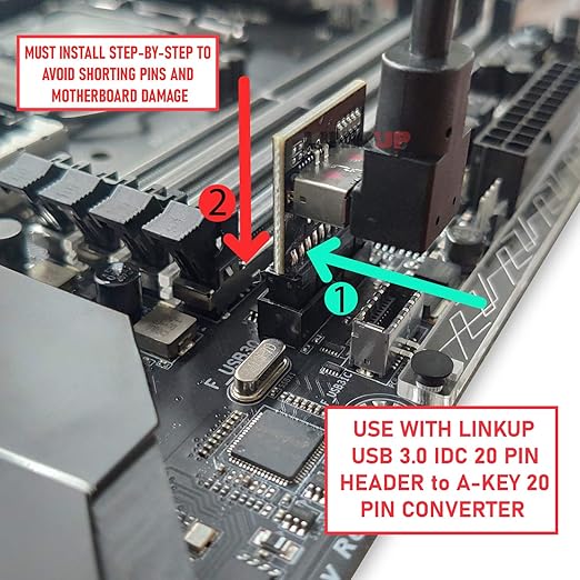 LINKUP - USB 3.2 Gen 2x2 20Gbps USB-C Type Internal Panel Cable Mount Motherboard Header Extension Adapter┃20-Pin A-Key Male with Cover to USB-C Female Connector with PCI Bracket - Right Angle - 40cm