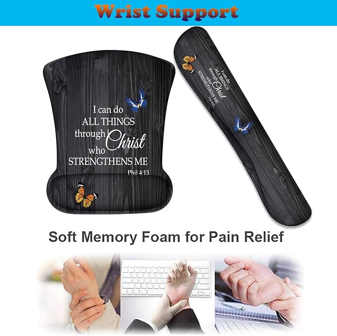 3 in 1 Keyboard Wrist Rest + Mouse Pad and Coaster Ergonomic Gel Mouse Pad and Keyboard Pad Set Comfortable Lightweight for Easy Typing Pain Relie Phil 4-13