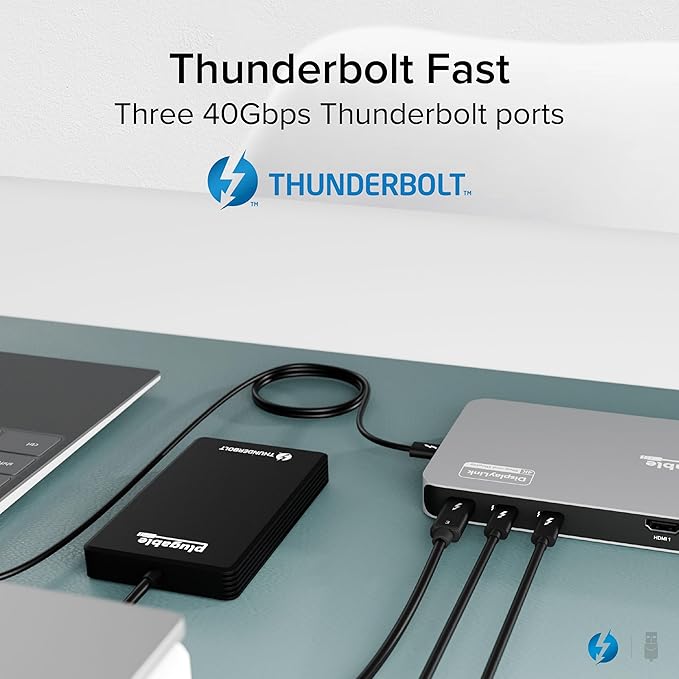 Plugable Thunderbolt 4 Dock for Quad Monitors 100W Thunderbolt Docking Station Connects up to Four 4K Monitors for Windows and Mac Laptops 2x HDMI 4x Thunderbolt 4/USB C Driver Required TBT-6950PD