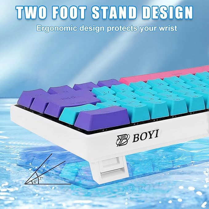 BOYI 60% Wired Mechanical Gaming Keyboard61 Mini RGB Cherry MX Switch PBT Keycaps NKRO Programmable Type-C Hot Swappable Gaming Keyboard for Windows&ampMac (Joker ColorCherry MX Blue Switch)