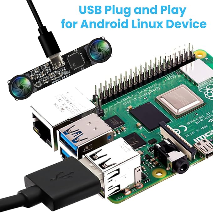 3D Stereo USB Camera 120fps Global Shutter Printer USB Camera Module with 120 Degree No Distortion Synchronization Dual Lens PC Computer Camera Plug and Play for Raspberry Pi Mac Linux Windows