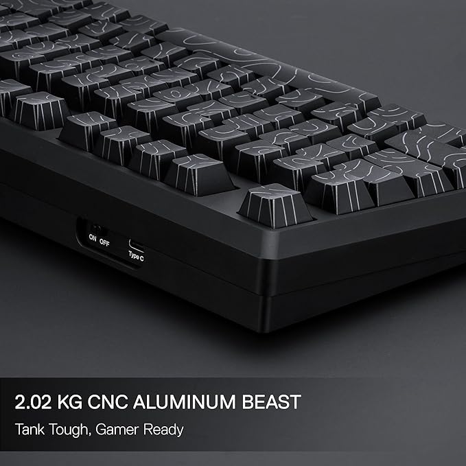 Redragon K737 PRO Wireless 87 Keys Gasket Gaming Keyboard 80% Premium CNC Aluminum Mechanical Keyboard Hot-Swap South-Facing LED Socket 5-Layer Noise Dampening Side-Printed PBT Contour Line Keycap