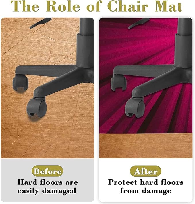 Pink Fuchsia Purple PU Leather Round Area Rug Swivel Chair Mats for Hardwood Floor Abstract Burst Design Floor Protector Office Chair Mat Gaming Chair Mat Hot Pink Diameter 55 in