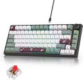75% Green Mechanical Gaming Keyboard Hot Swappable RGB Custom Keyboard with Knob Gasket Mount Wired TKL Red Switch Keyboard 75 Percent Creamy Mechanical Keyboard (82 Green White)