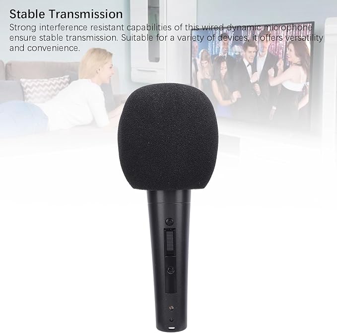 Wired Dynamic Microphone Moving Coil Dynamic Cardioid Handheld Microphone with Shock Absorber for Active Speakers Mixers Amplifiers (Black)