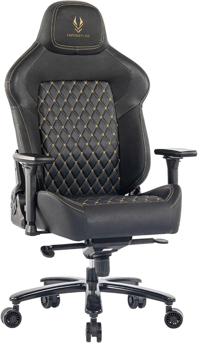 Big and Tall Gaming Chair 440LBS Gaming Chair with Metal Base Memory Foam Lumbar 4D Adjustable Armrest Computer Chair for Heavy People Ergonomic High-Back Computer Chair