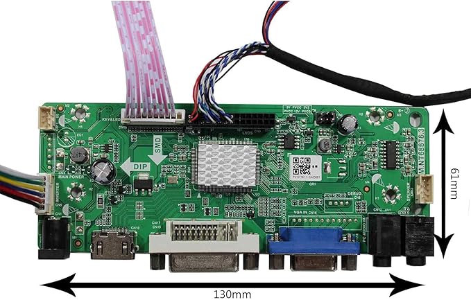 VSDISPLAY DVI VGA Audio LCD Controller Board 68676 Work for 13.3 Inch 1280x800 B133EW07 V2 LP133WX2-TLG5 TLAA TLC1 TLG2 LP133WX3-TLA1 N133I6-L02 LVDS 30 Pin Interface WLED LCD Screen