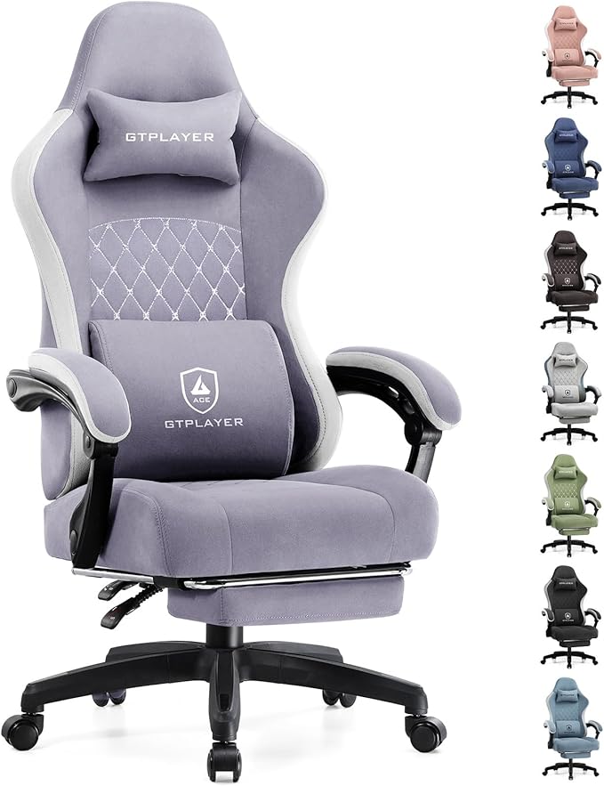 GTPLAYER Gaming Chair Computer Office Chair with Pocket Spring Cushion Linkage Armrests and Footrest High Back Ergonomic Computer Chair with Lumbar Support Task Chair with Footrest