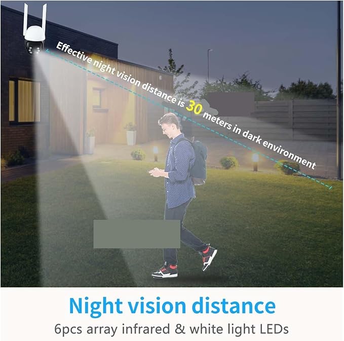 IP Camera P2P 1080P HD WiFi Color Night Vision Auto Tracking Surveillance Webcam Outdoor Security Monitor(UK PlugCamera Add 128G)