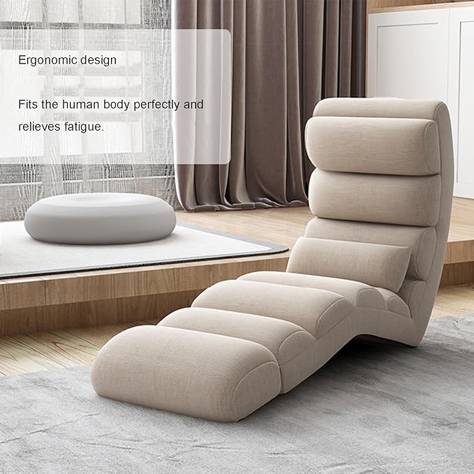 Floor Chair 13 Gear Adjustable Back Support Folding Sofa Bed Ergonomic Large Support Lounger Easy for Storage Comfortable Padded Gaming Chair(Green-A)