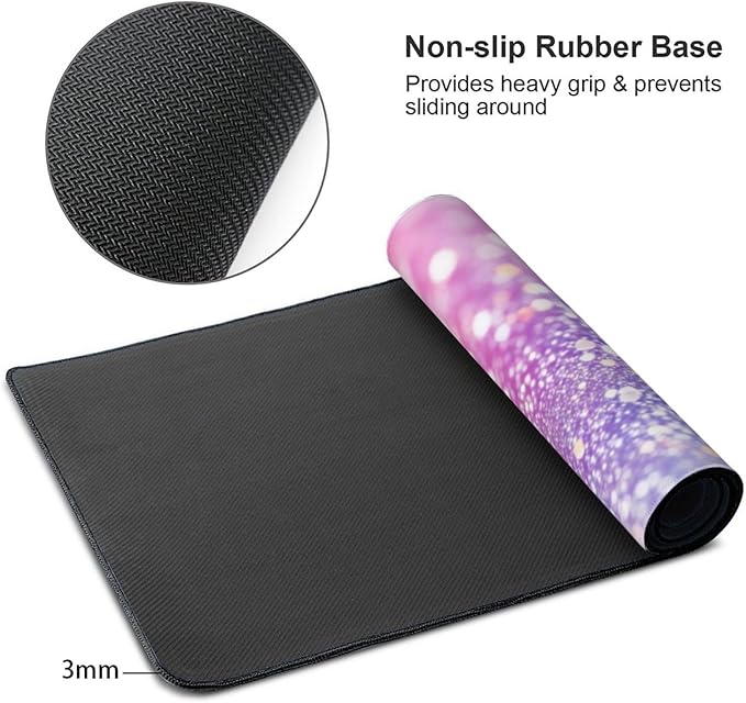 Glitter Large Gaming Mouse Pad 35.5 X 16 Inch Extended Desk Mat for Keyboard and Mouse Waterproof Computer Mousepad with Stitched Edges &amp Non-Slip Base