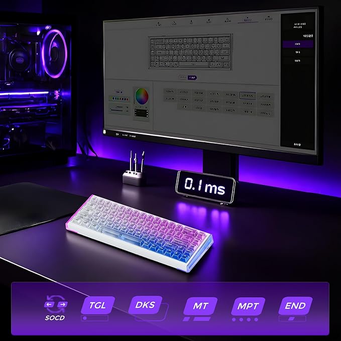 DAREU COOL68 60% Wired Gaming Keyboard Rapid Trigger Magnetic Switch Keyboard with 8000Hz Polling Rate Adjustable Actuation 0.1ms Latency Gasket Mount Hot swappable RGB Light