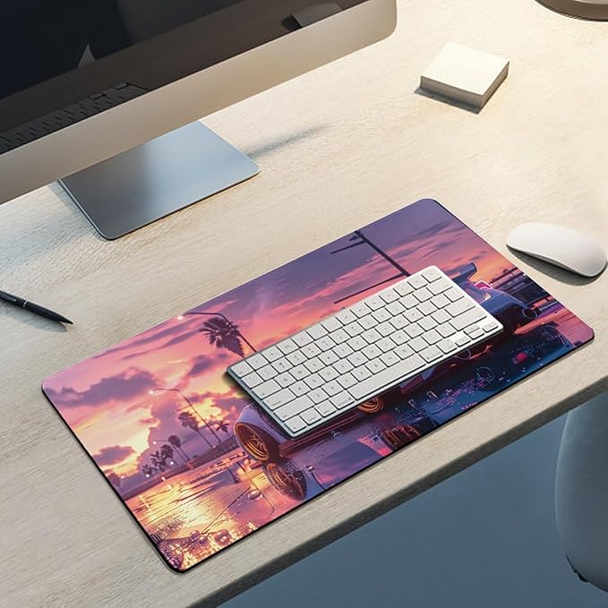 JDM Car Modified BRZ Sunset Large Gaming Mouse Pads Non-Slip Rubber Base Desk Mat Laptop Computer Accessories Supplies Writing Pad for Office Home 30x60cm
