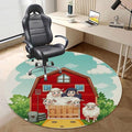 Green PU Leather Desk Chair Mat for Hard Floors Rural Woodenshack Cartoon Happy Farm Animals Computer Chair Matfor Rolling ChairLarge Floor ProtectorEasy Clean Manga Diameter 47.2 in