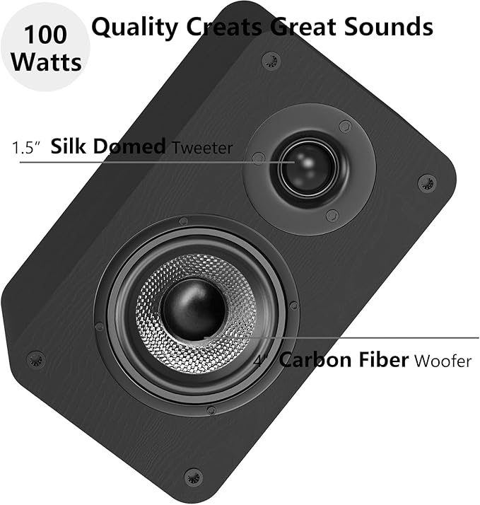 LONPOO Powered Bookshelf Speakers - Wireless 100W RMS Bluetooth with eARC - Powerful Home Music System - Home Theater Systems Studio Monitors