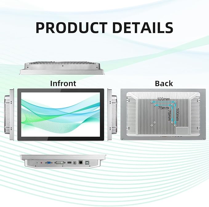 15.6 inch Aluminum Flat Embedded Industrial Touch Screen MonitorHDMI/VGA/DVI Interface Capacitive Touch Screen Monitor Supports 10 Points Touch1920 x1080 @ 60Hz