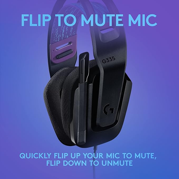 Logitech G335 Wired Gaming Headset with Flip to Mute Microphone 3.5mm Audio Jack Memory Foam Earpads Lightweight Compatible with PC Playstation Xbox Nintendo Switch – Black (Renewed)