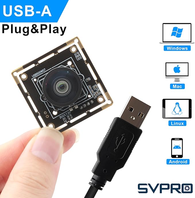 SVPRO 5MP 30FPS USB Camera Module with M12 Lens 120 Degree Wide Angle Webcam Board IMX335 Low Light Computer Vision Industrial Camera for PCRaspberry Pi Jeston Nano